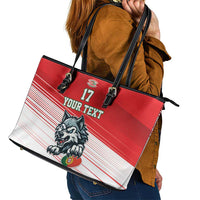 Custom Portugal Rugby Go Champions Leather Tote Bag Wolf Mascot Style