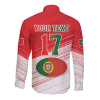 Custom Portugal Rugby Go Champions Long Sleeve Button Shirt Wolf Mascot Style