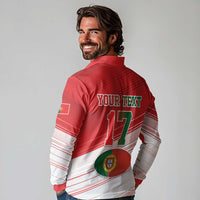 Custom Portugal Rugby Go Champions Long Sleeve Polo Shirt Wolf Mascot Style