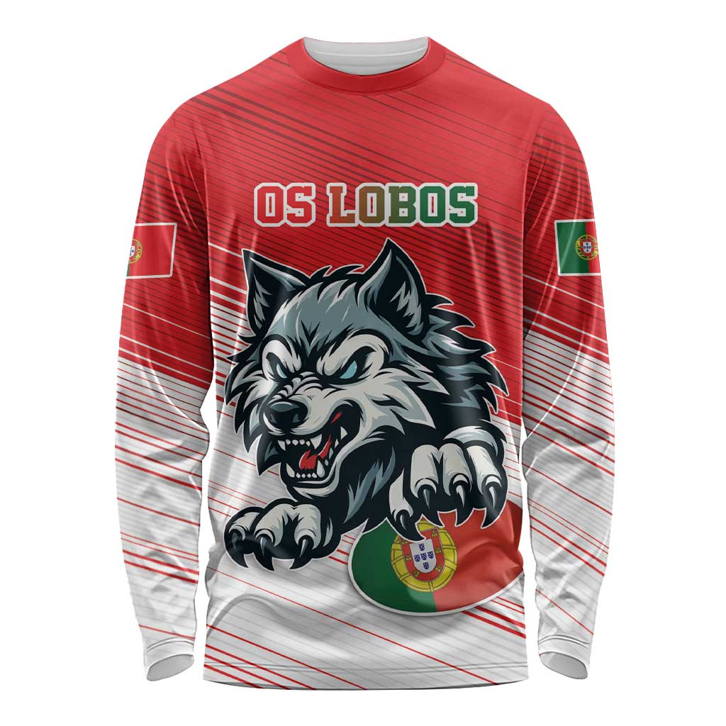Custom Portugal Rugby Go Champions Long Sleeve Shirt Wolf Mascot Style
