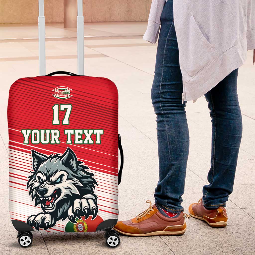 Custom Portugal Rugby Go Champions Luggage Cover Wolf Mascot Style