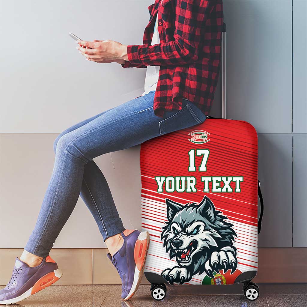 Custom Portugal Rugby Go Champions Luggage Cover Wolf Mascot Style