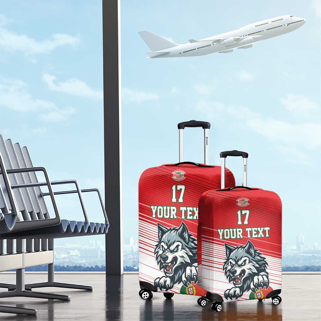 Custom Portugal Rugby Go Champions Luggage Cover Wolf Mascot Style