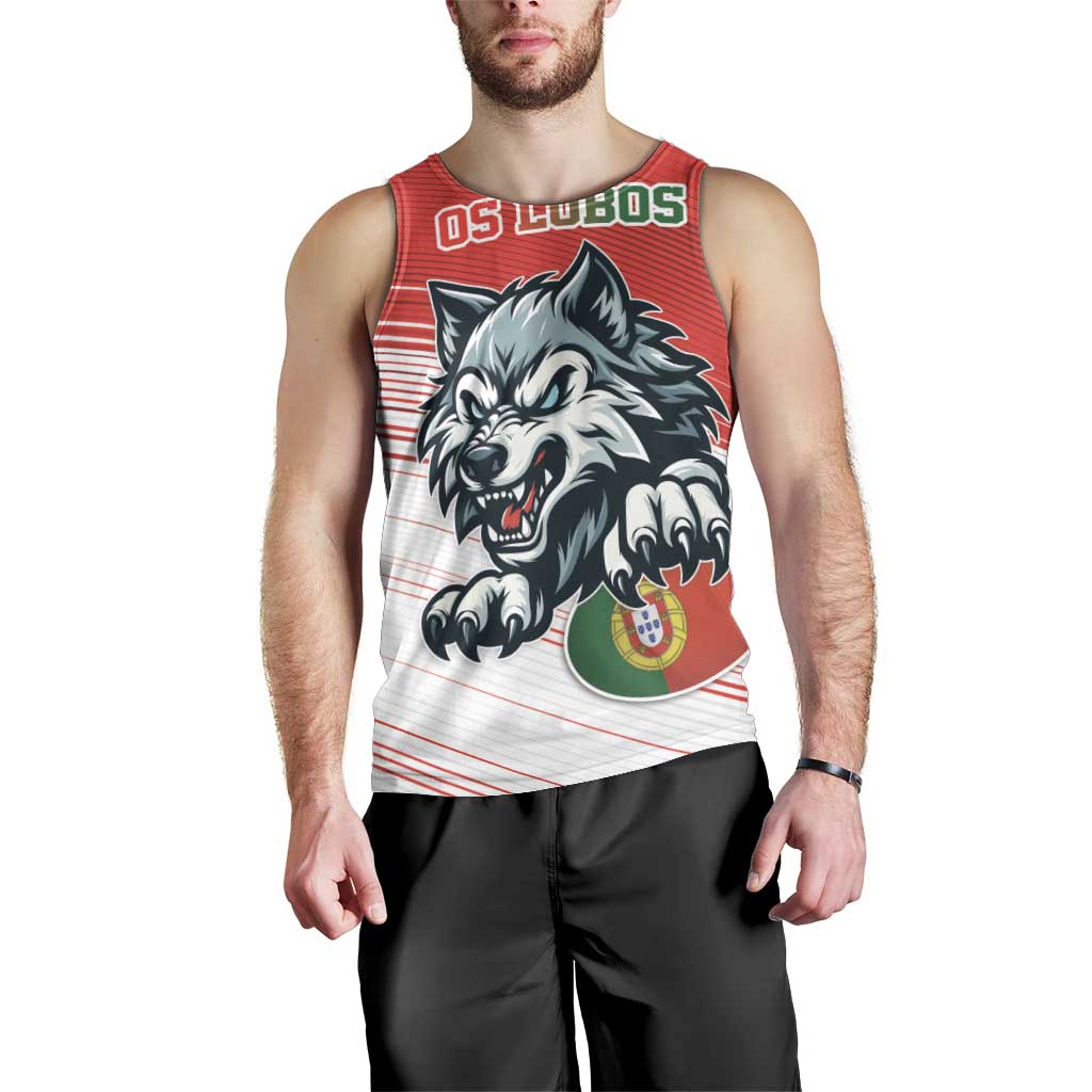 Custom Portugal Rugby Go Champions Men Tank Top Wolf Mascot Style
