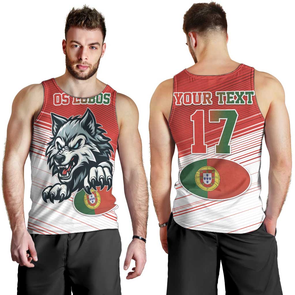 Custom Portugal Rugby Go Champions Men Tank Top Wolf Mascot Style