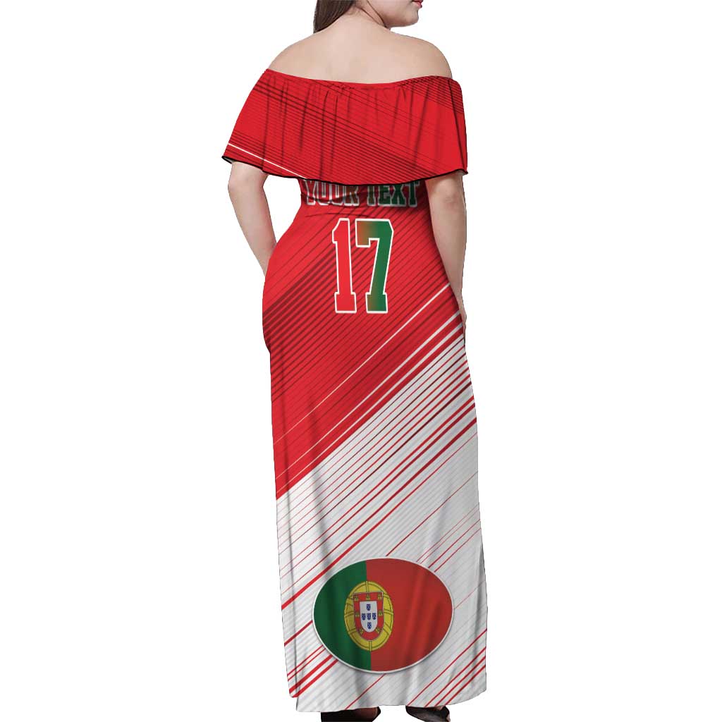 Custom Portugal Rugby Go Champions Off Shoulder Maxi Dress Wolf Mascot Style