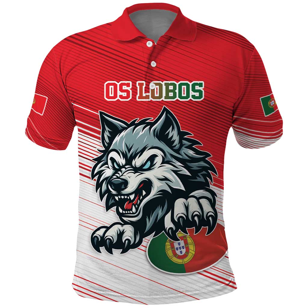 Custom Portugal Rugby Go Champions Polo Shirt Wolf Mascot Style