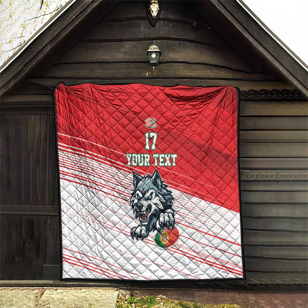 Custom Portugal Rugby Go Champions Quilt Wolf Mascot Style