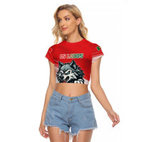 Custom Portugal Rugby Go Champions Raglan Cropped T Shirt Wolf Mascot Style