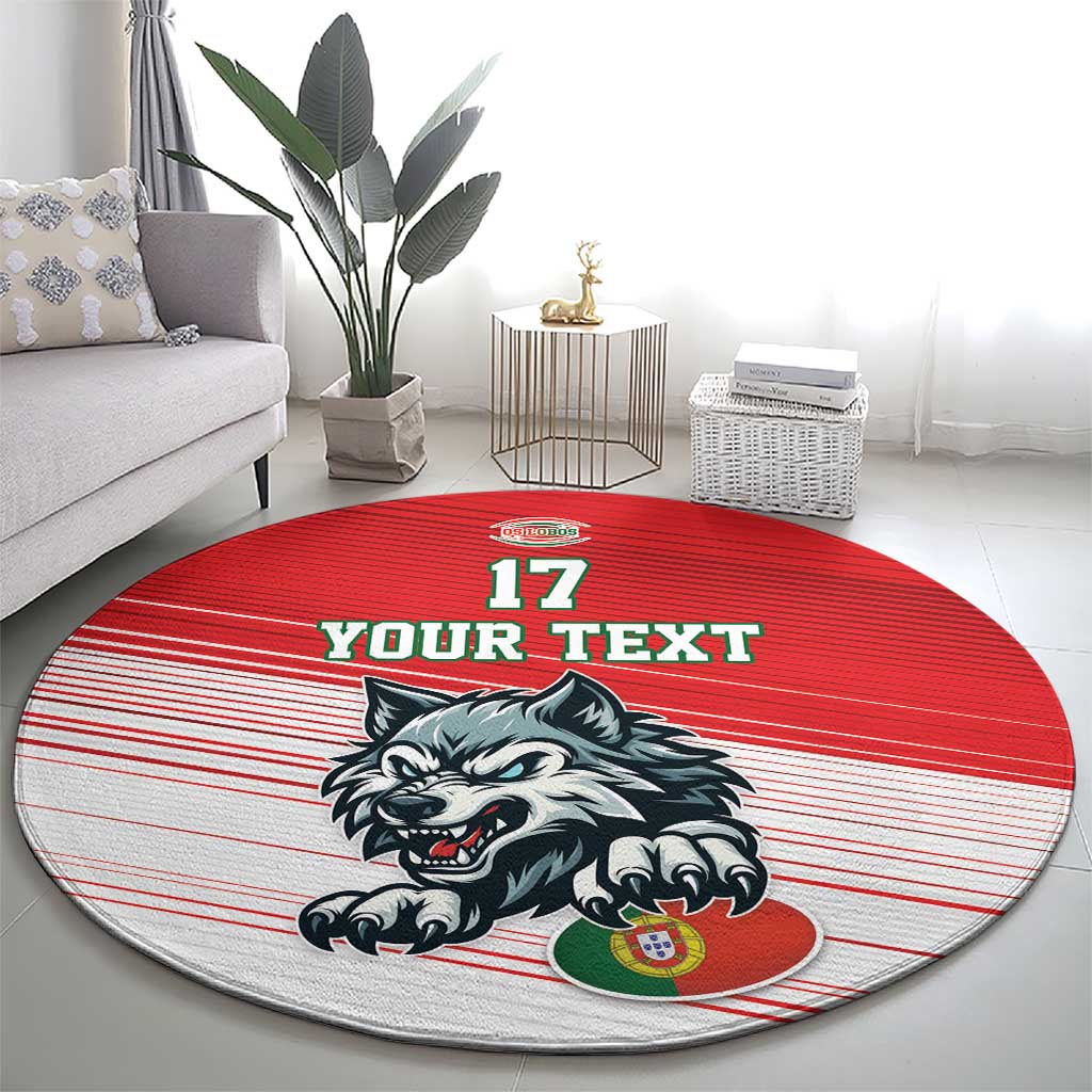 Custom Portugal Rugby Go Champions Round Carpet Wolf Mascot Style
