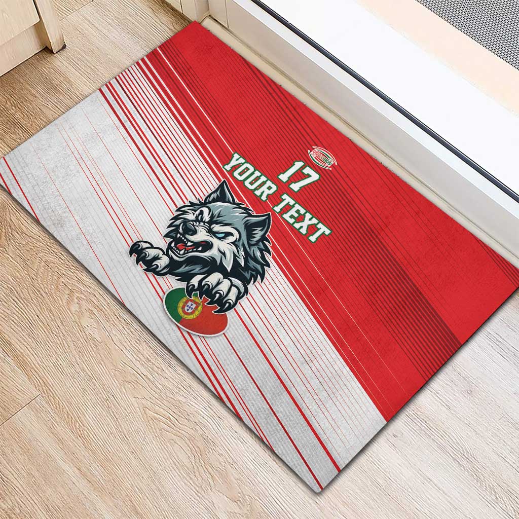 Custom Portugal Rugby Go Champions Rubber Doormat Wolf Mascot Style