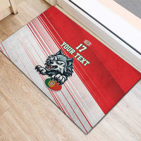 Custom Portugal Rugby Go Champions Rubber Doormat Wolf Mascot Style