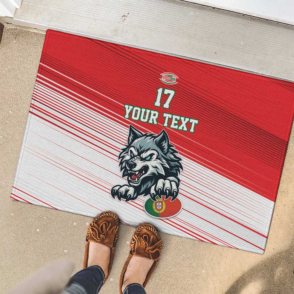 Custom Portugal Rugby Go Champions Rubber Doormat Wolf Mascot Style