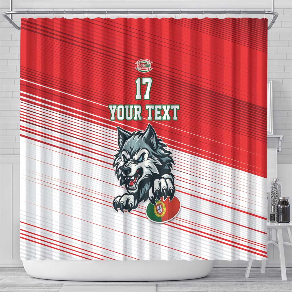 Custom Portugal Rugby Go Champions Shower Curtain Wolf Mascot Style