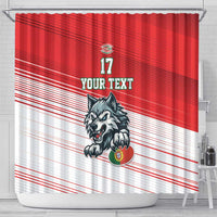 Custom Portugal Rugby Go Champions Shower Curtain Wolf Mascot Style