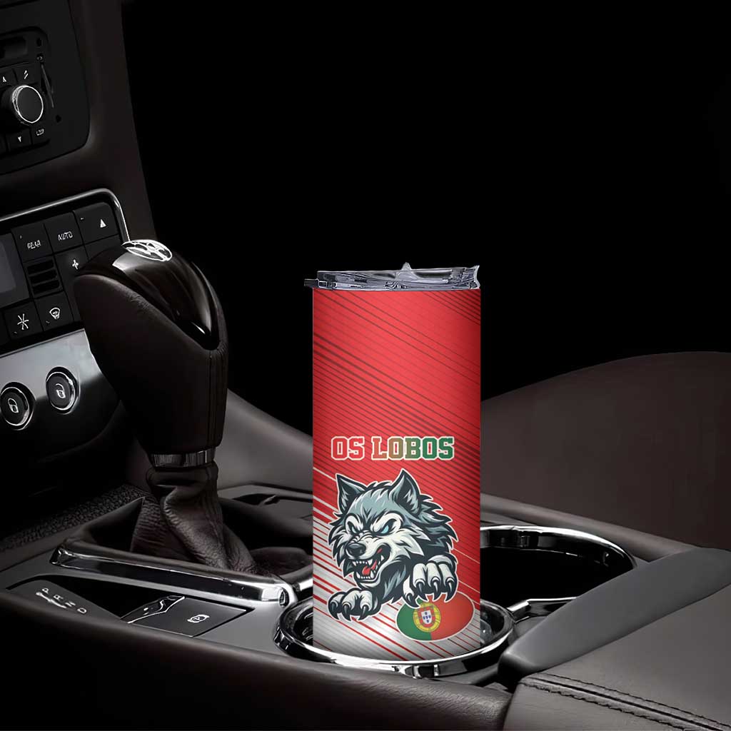 Custom Portugal Rugby Go Champions Skinny Tumbler Wolf Mascot Style
