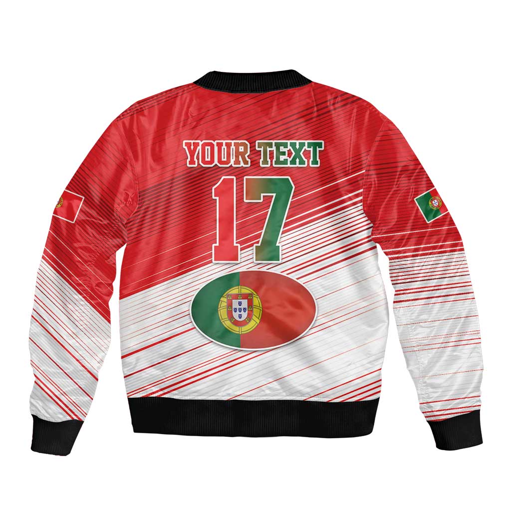 Custom Portugal Rugby Go Champions Sleeve Zip Bomber Jacket Wolf Mascot Style