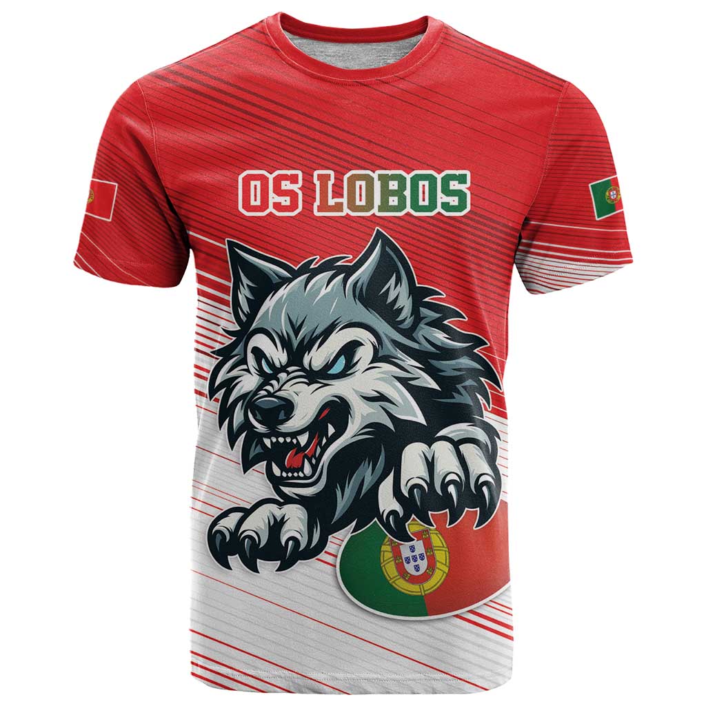 Custom Portugal Rugby Go Champions T Shirt Wolf Mascot Style