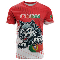 Custom Portugal Rugby Go Champions T Shirt Wolf Mascot Style