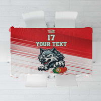 Custom Portugal Rugby Go Champions Tablecloth Wolf Mascot Style
