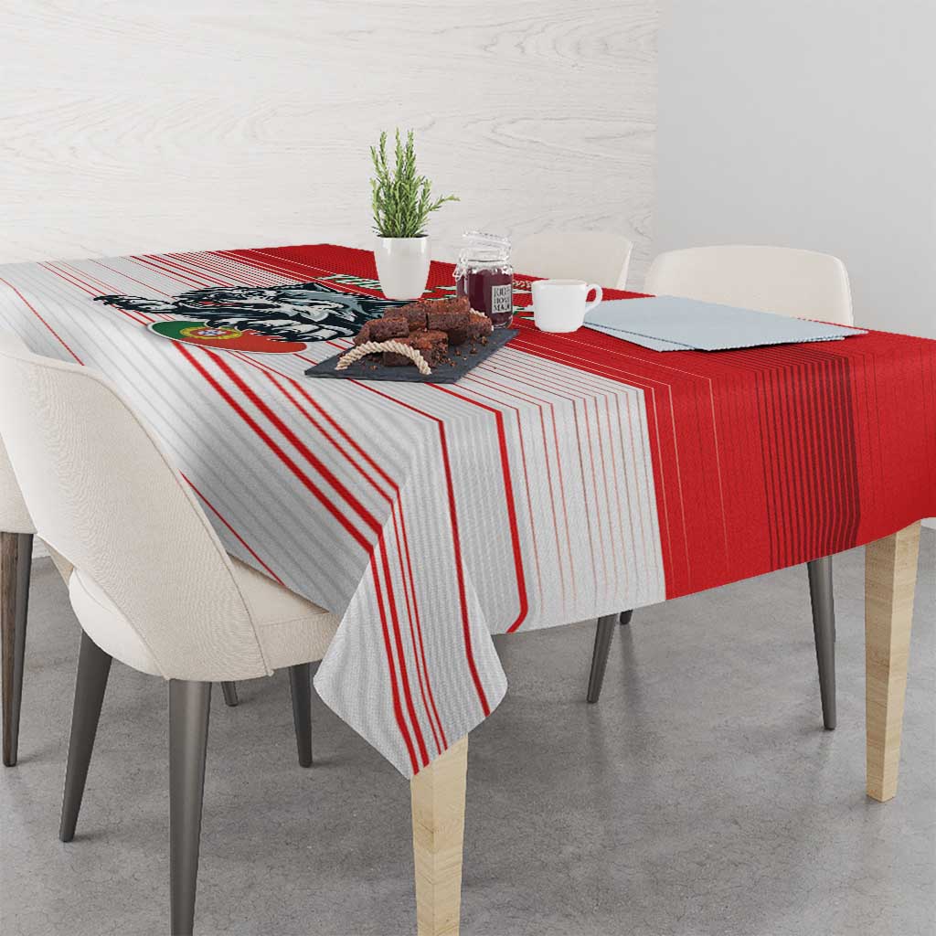 Custom Portugal Rugby Go Champions Tablecloth Wolf Mascot Style