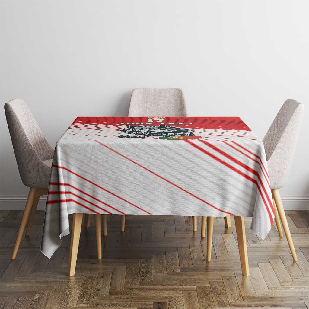 Custom Portugal Rugby Go Champions Tablecloth Wolf Mascot Style