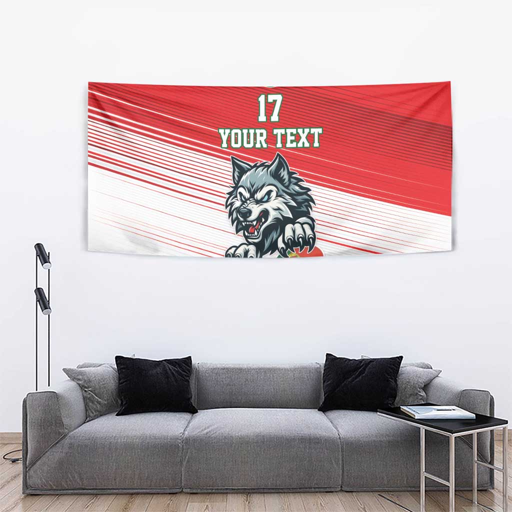 Custom Portugal Rugby Go Champions Tapestry Wolf Mascot Style