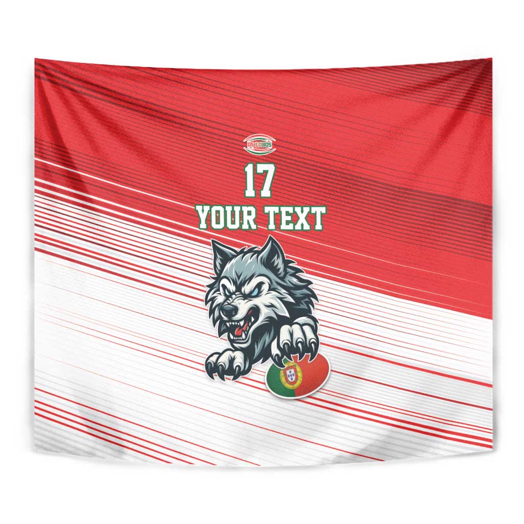 Custom Portugal Rugby Go Champions Tapestry Wolf Mascot Style