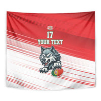 Custom Portugal Rugby Go Champions Tapestry Wolf Mascot Style