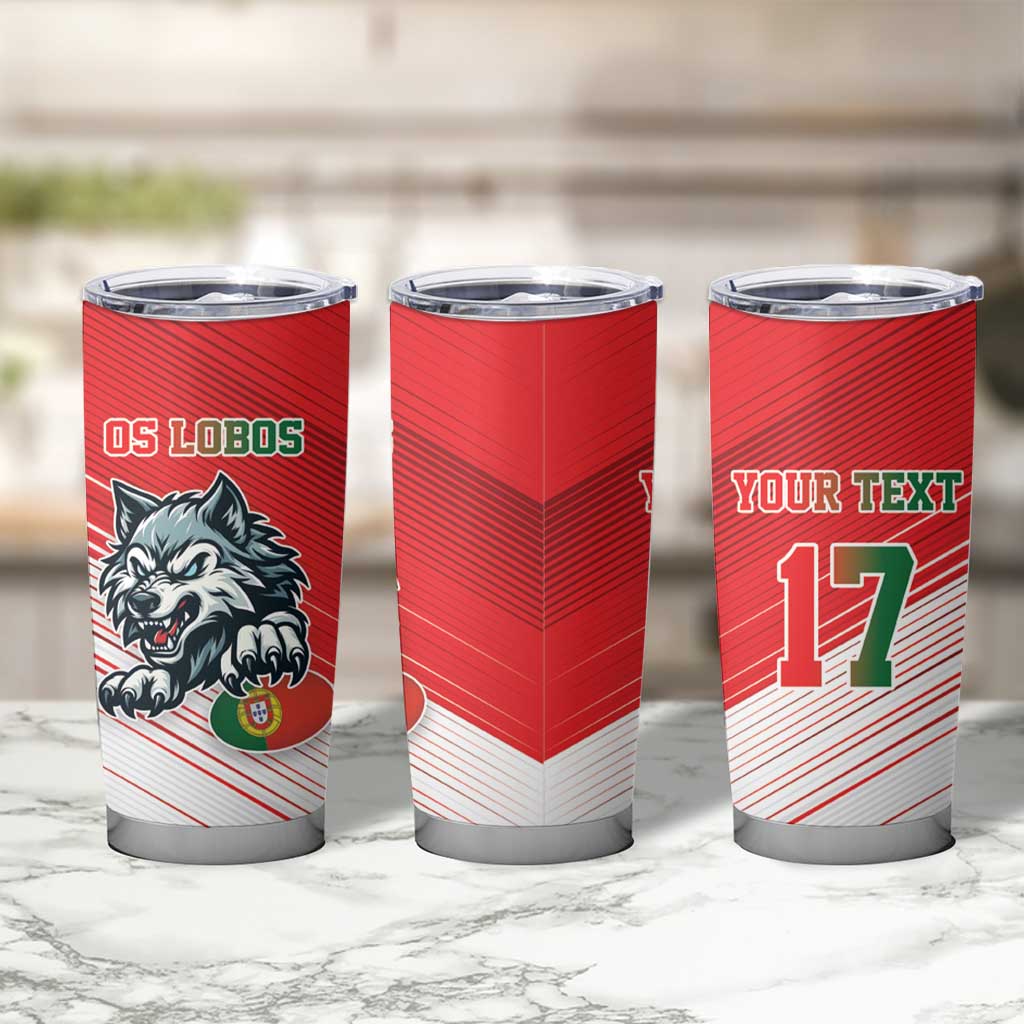 Custom Portugal Rugby Go Champions Tumbler Cup Wolf Mascot Style