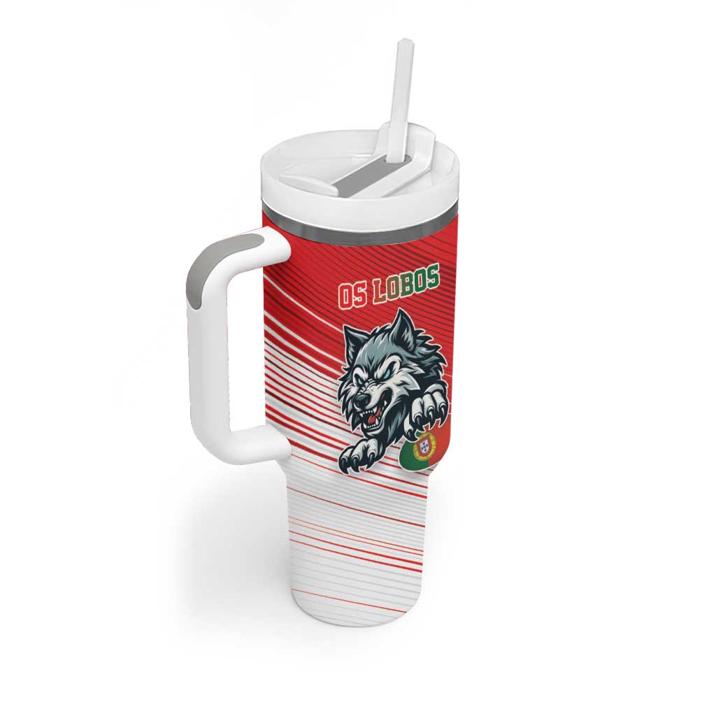 Custom Portugal Rugby Go Champions Tumbler With Handle Wolf Mascot Style