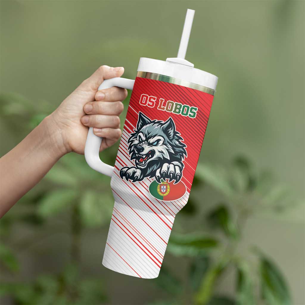 Custom Portugal Rugby Go Champions Tumbler With Handle Wolf Mascot Style