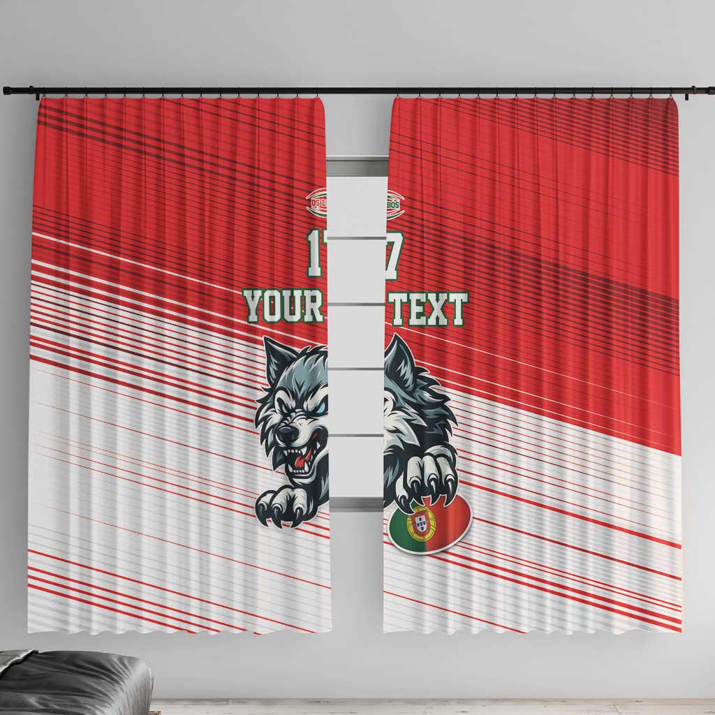 Custom Portugal Rugby Go Champions Window Curtain Wolf Mascot Style