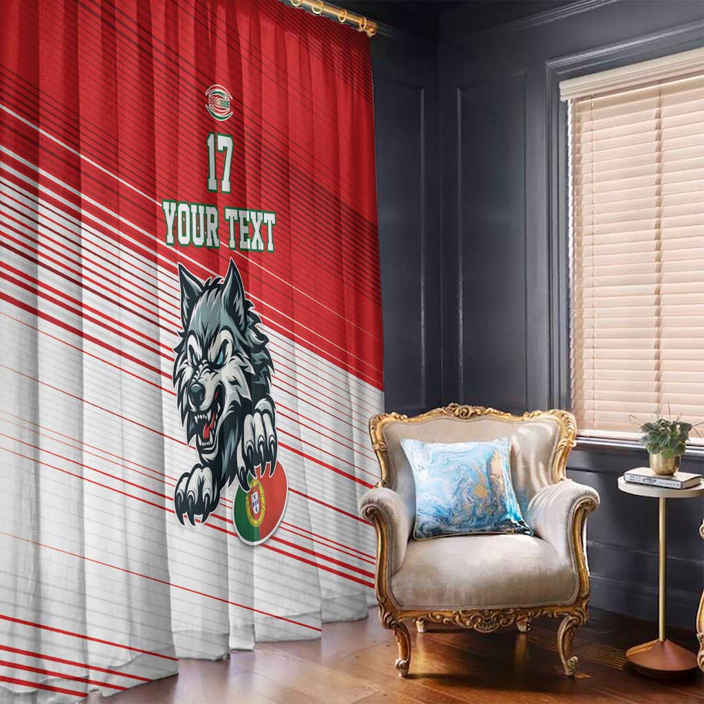 Custom Portugal Rugby Go Champions Window Curtain Wolf Mascot Style