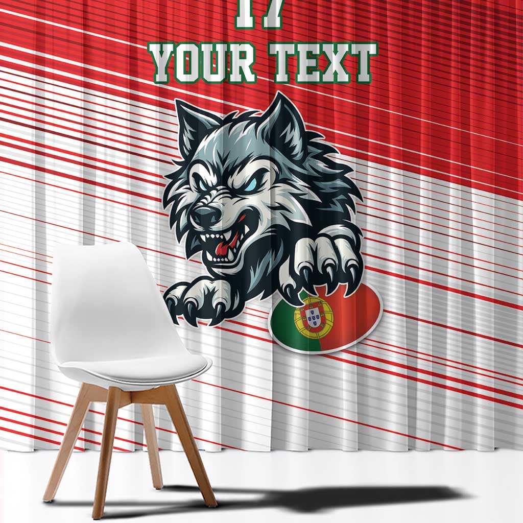 Custom Portugal Rugby Go Champions Window Curtain Wolf Mascot Style