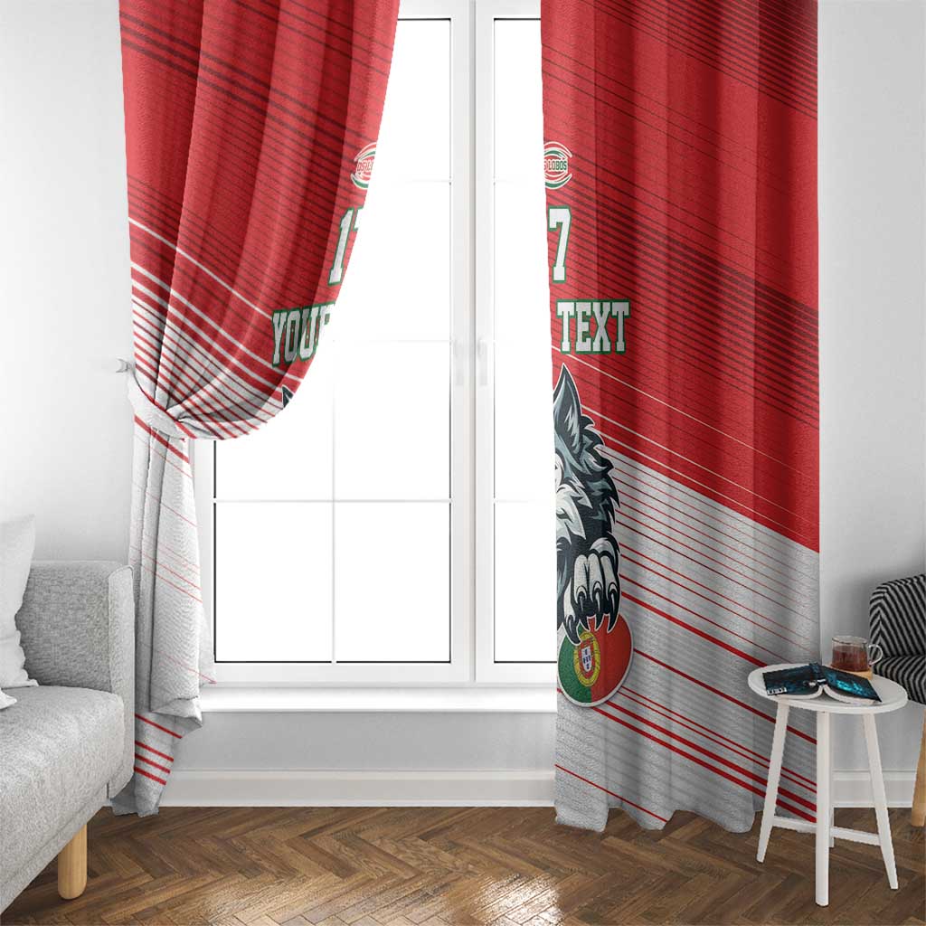 Custom Portugal Rugby Go Champions Window Curtain Wolf Mascot Style