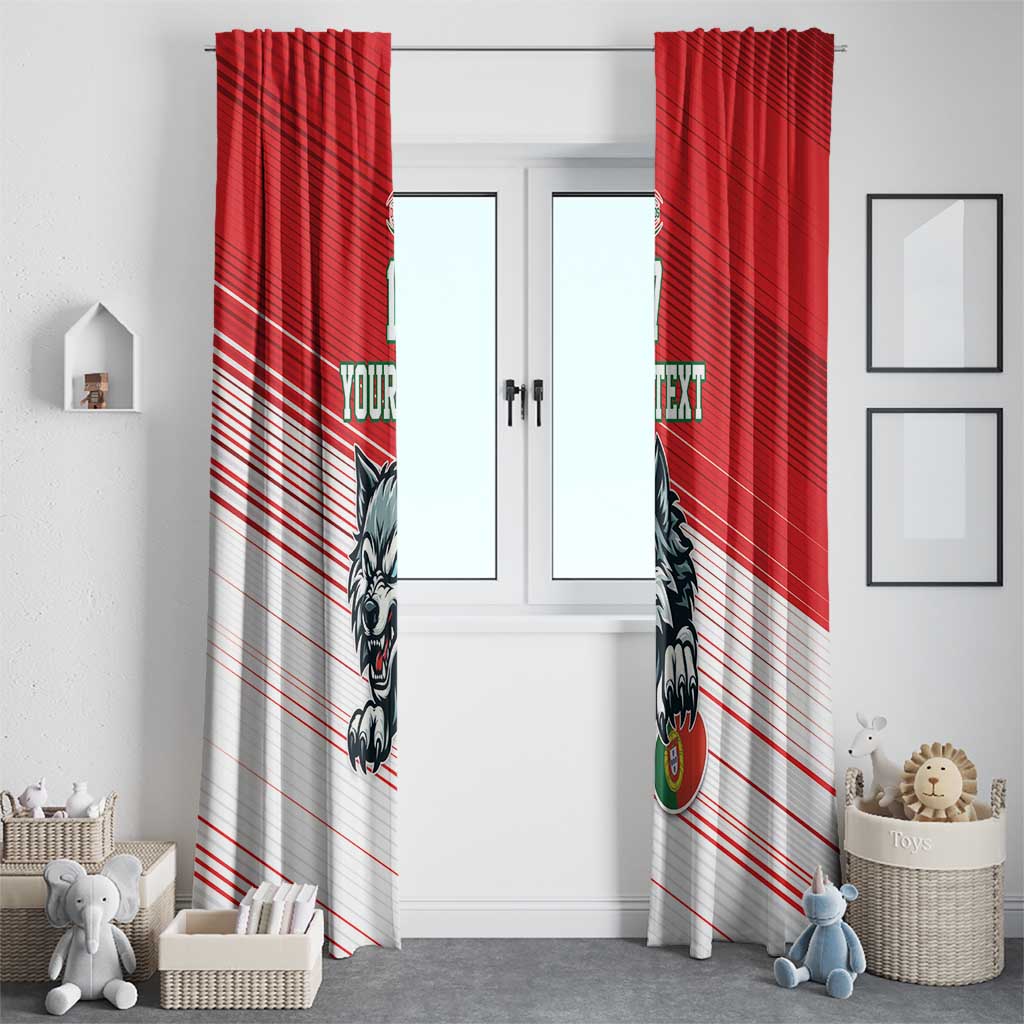 Custom Portugal Rugby Go Champions Window Curtain Wolf Mascot Style