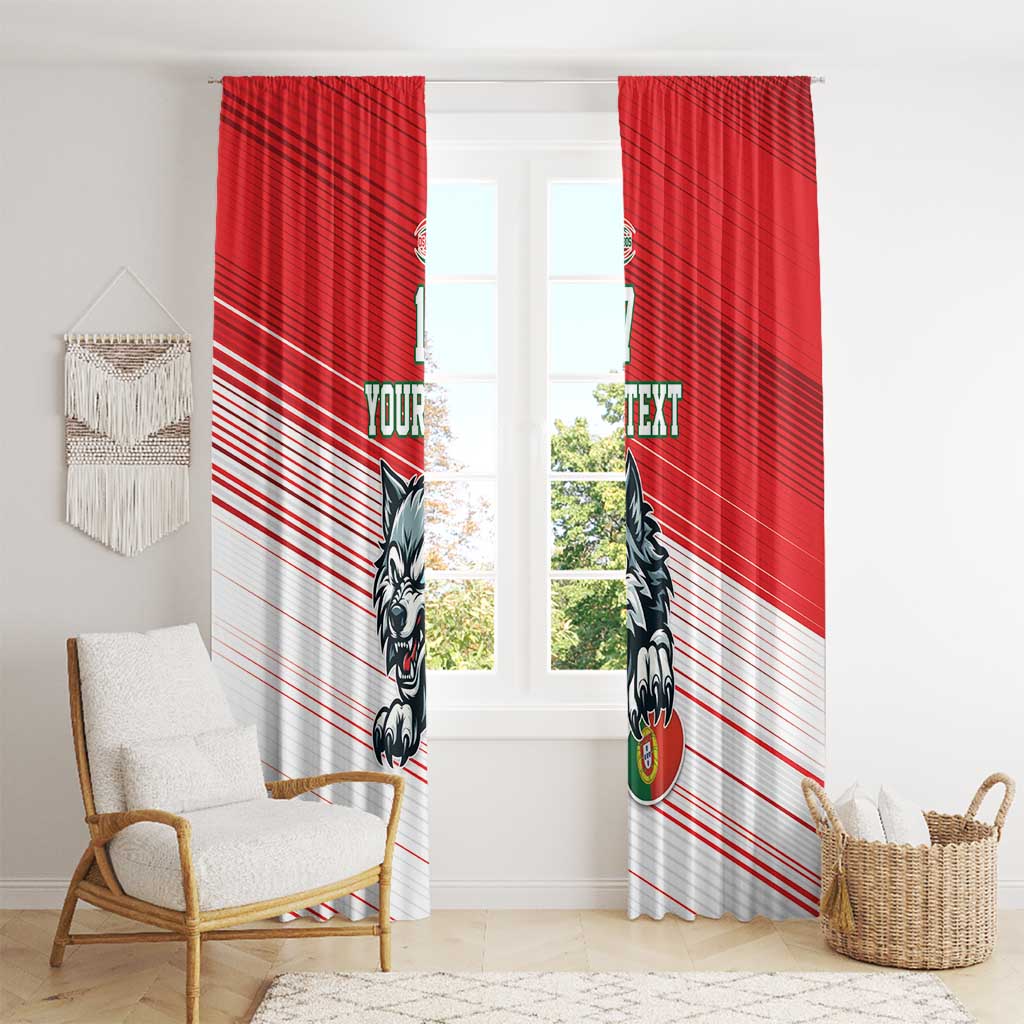 Custom Portugal Rugby Go Champions Window Curtain Wolf Mascot Style