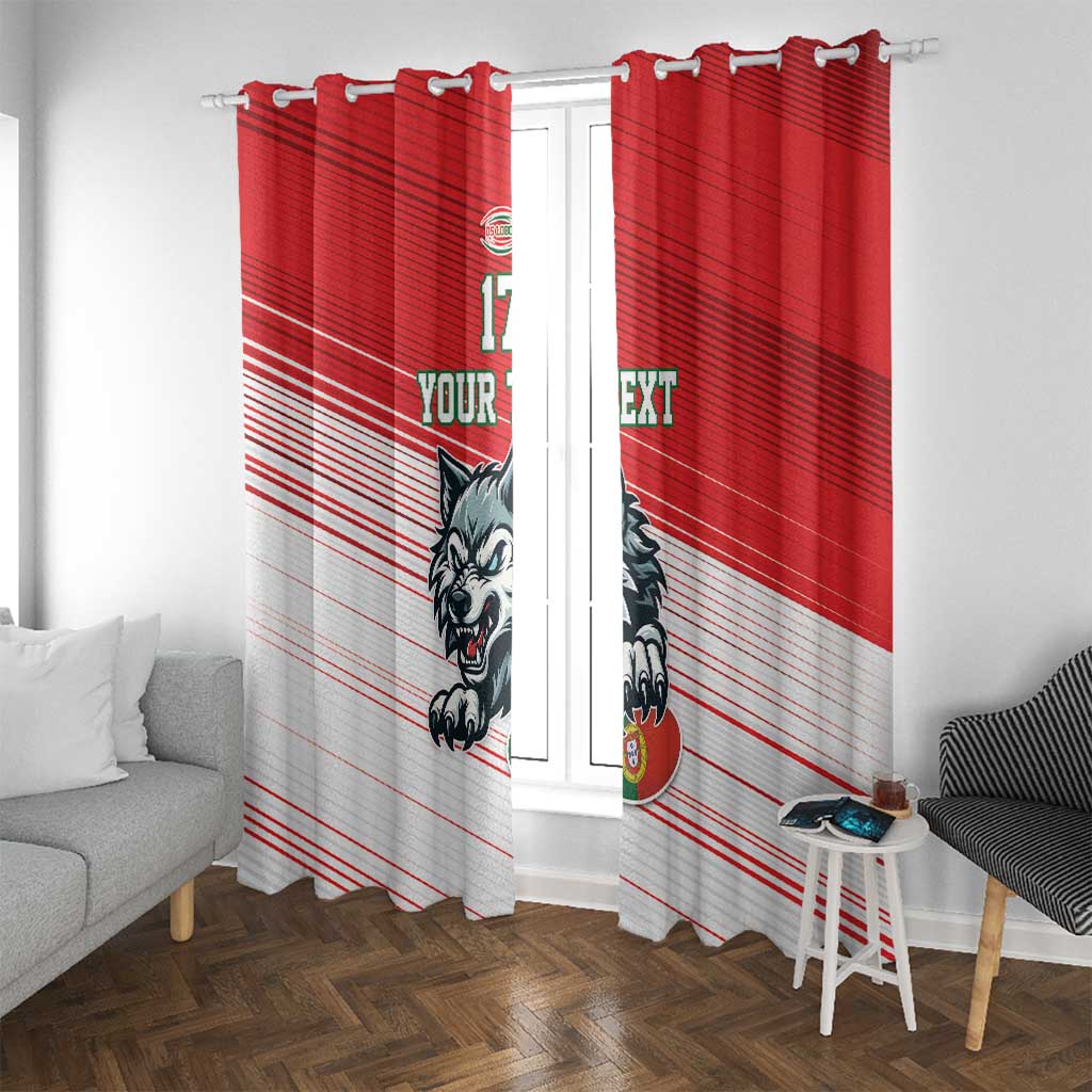 Custom Portugal Rugby Go Champions Window Curtain Wolf Mascot Style
