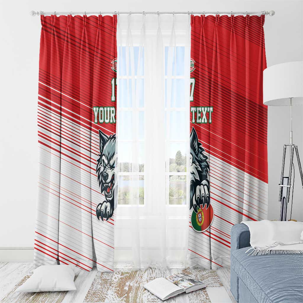 Custom Portugal Rugby Go Champions Window Curtain Wolf Mascot Style