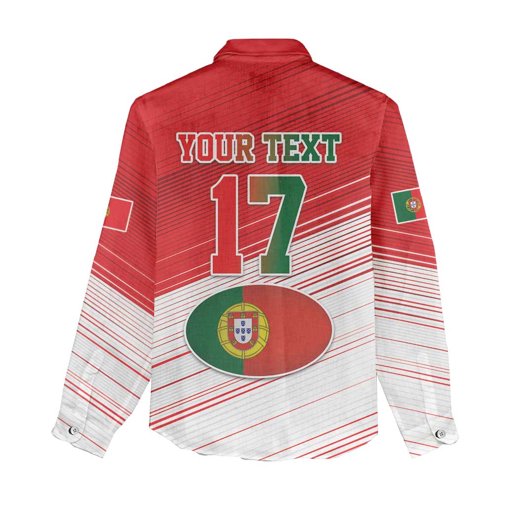 Custom Portugal Rugby Go Champions Women Casual Shirt Wolf Mascot Style
