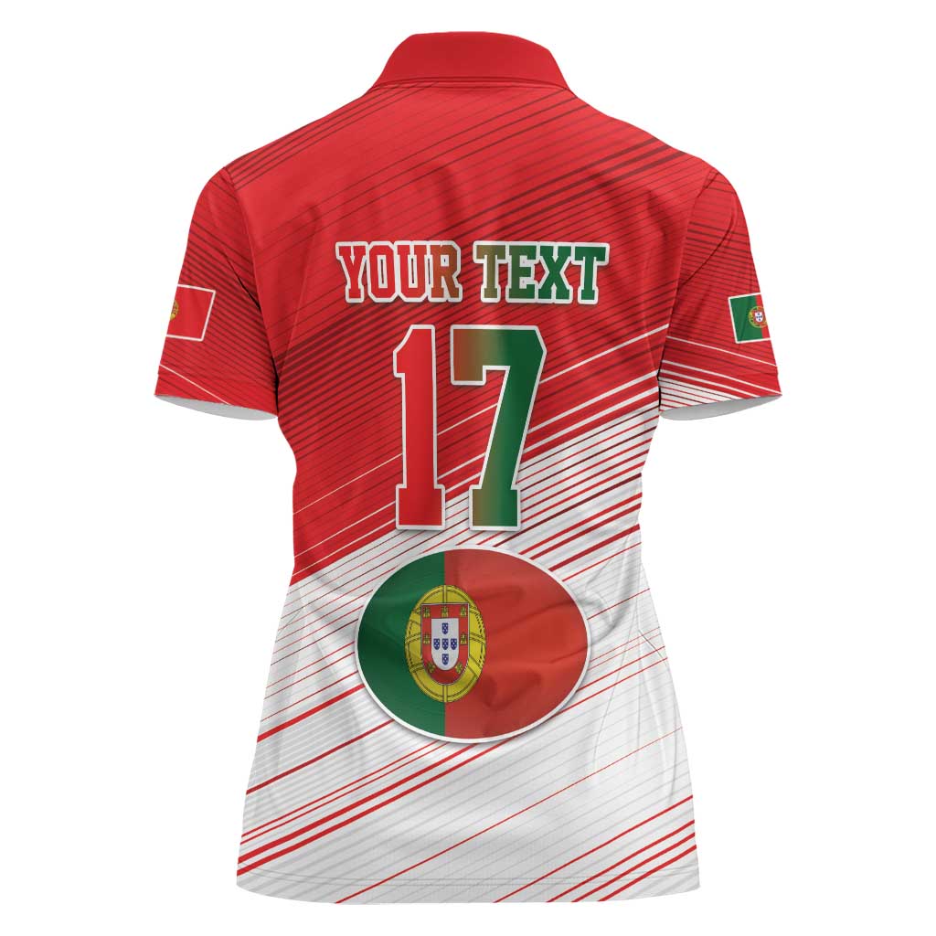 Custom Portugal Rugby Go Champions Women Polo Shirt Wolf Mascot Style