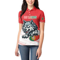 Custom Portugal Rugby Go Champions Women Polo Shirt Wolf Mascot Style