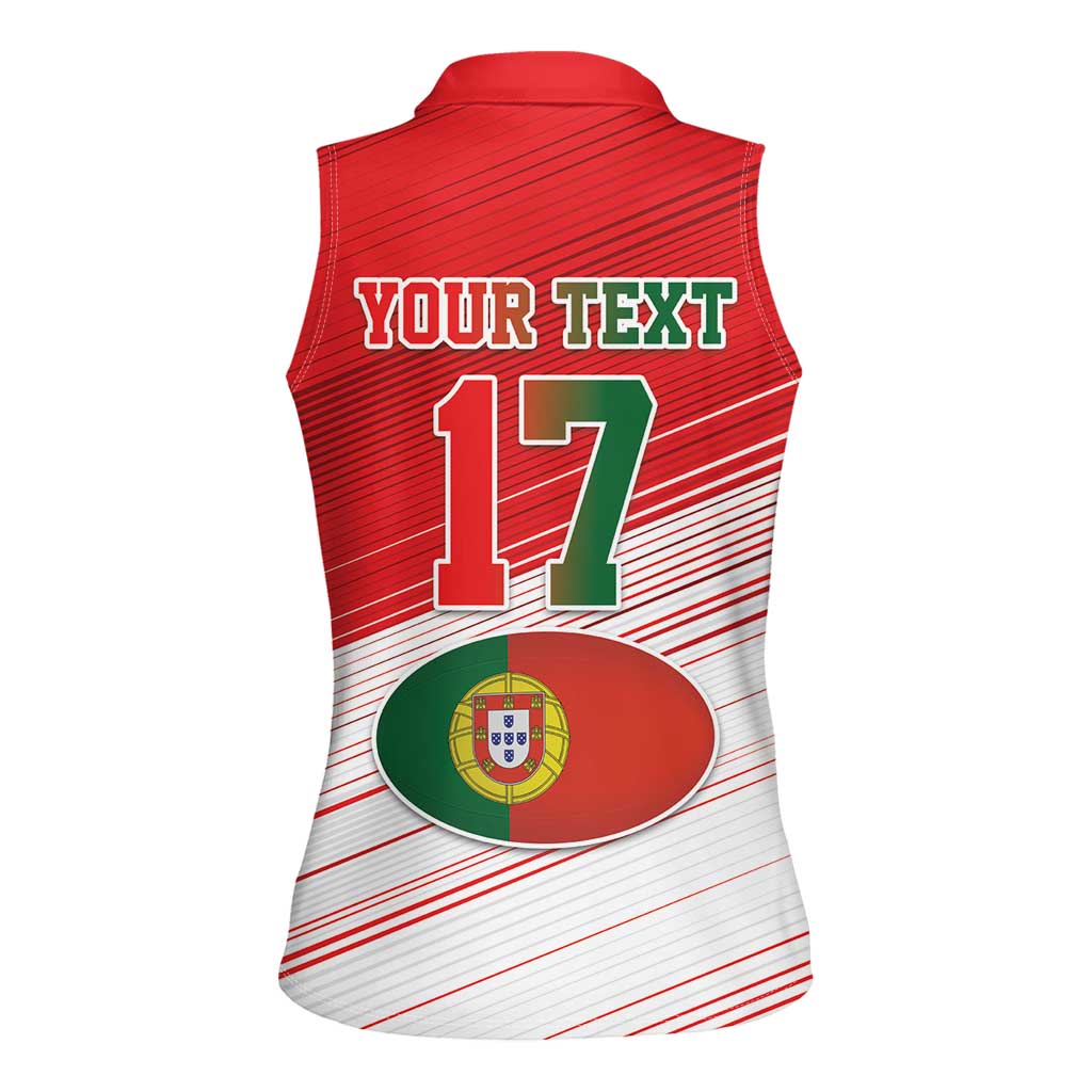 Custom Portugal Rugby Go Champions Women Sleeveless Polo Shirt Wolf Mascot Style