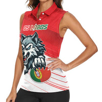 Custom Portugal Rugby Go Champions Women Sleeveless Polo Shirt Wolf Mascot Style