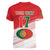 Custom Portugal Rugby Go Champions Women V-Neck T-Shirt Wolf Mascot Style