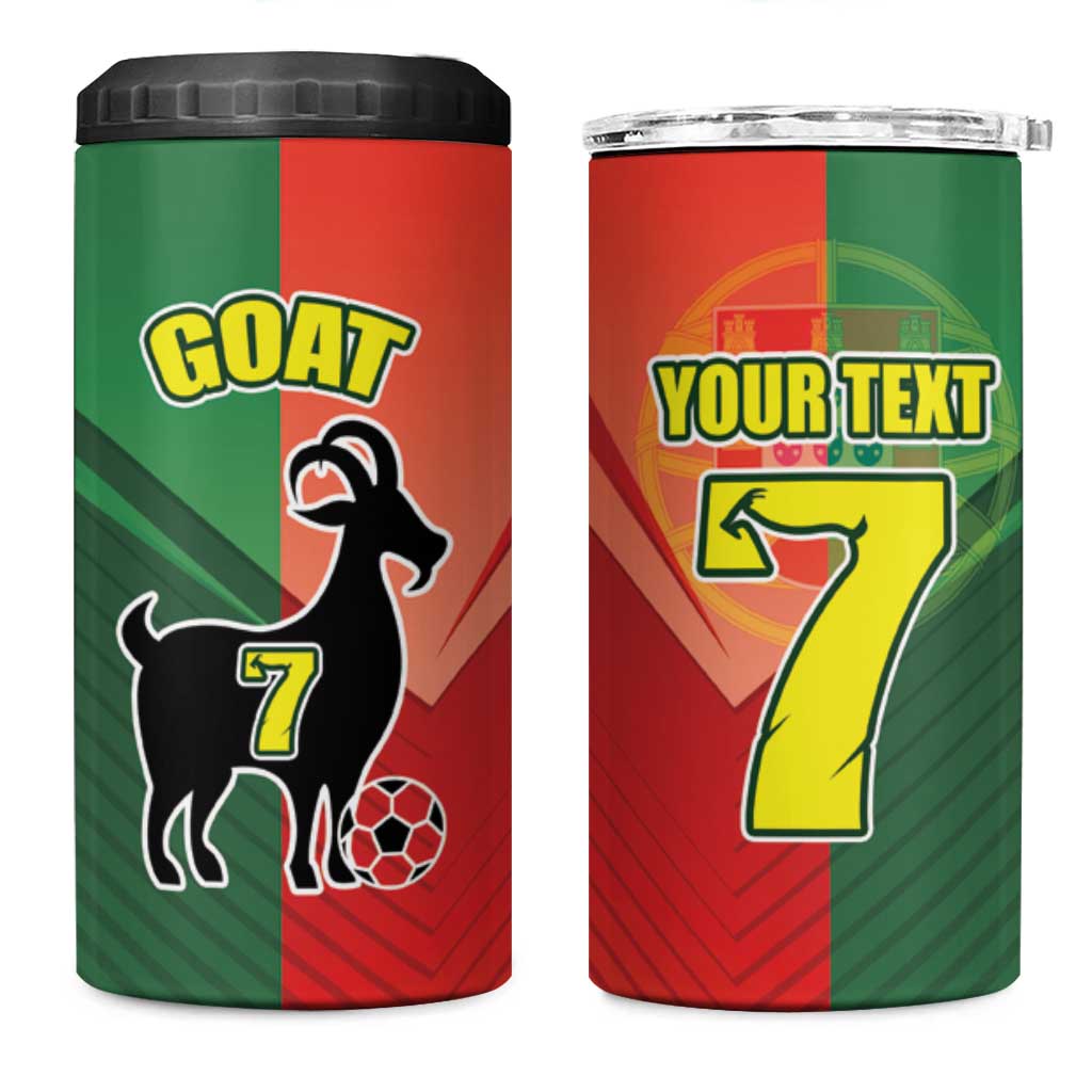 Personalized Portugal 7 Goat 4 in 1 Can Cooler Tumbler Greatest Of All Time Sporty Style