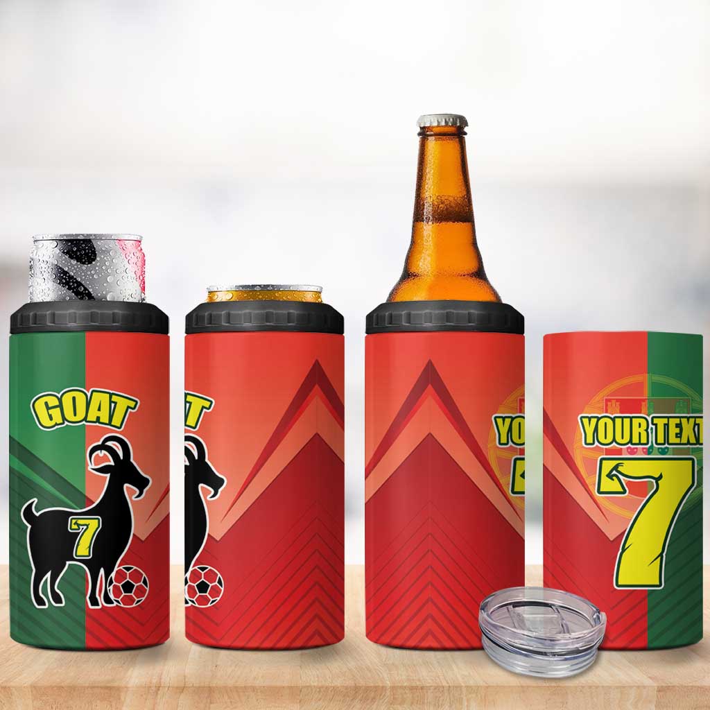 Personalized Portugal 7 Goat 4 in 1 Can Cooler Tumbler Greatest Of All Time Sporty Style