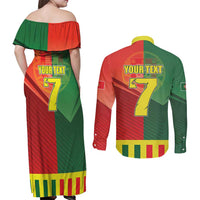 Personalized Portugal 7 Goat Couples Matching Off Shoulder Maxi Dress and Long Sleeve Button Shirt Greatest Of All Time Sporty Style