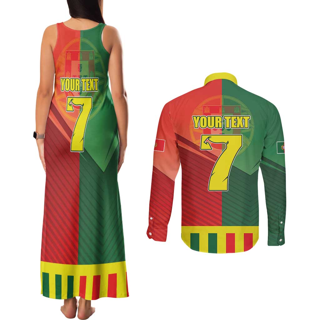 Personalized Portugal 7 Goat Couples Matching Tank Maxi Dress and Long Sleeve Button Shirt Greatest Of All Time Sporty Style